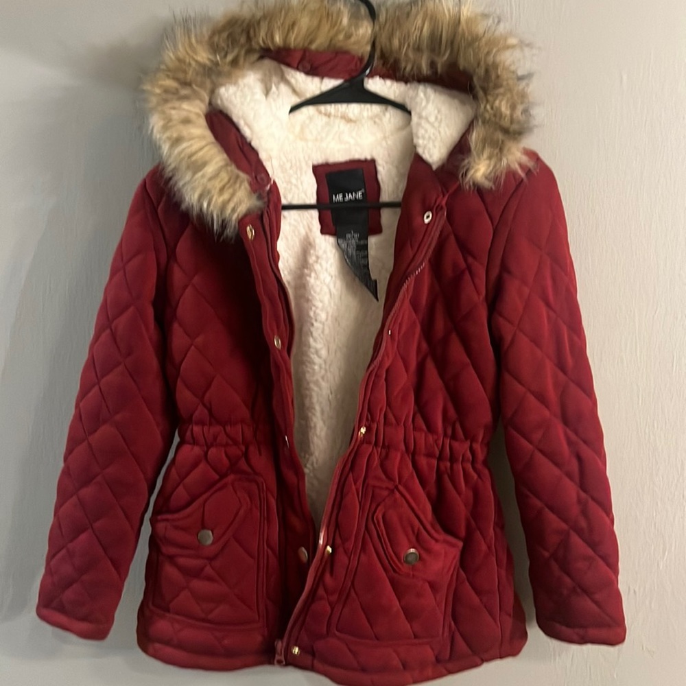 Me Jane maroon youth quilted coat